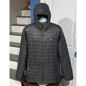 Men's Size XXL (2XL) Patagonia Nano Puff Forge Gray Hooded Full Zip Jacket Coat!